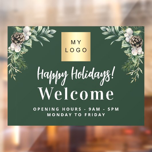 クリスマス ビジネス ロゴ ウェルカム オープニング アワー ウィンドウサイン (シート2)