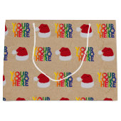 クリスマス ビジネス ロゴ サンタ ハット クラフト ラージペーパーバッグ (正面)