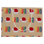 クリスマス ビジネス ロゴ サンタ ハット クラフト ラージペーパーバッグ (裏面)