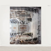 クリスマス ビレッジ ハウス ホリデー フォト バックドロップ タペストリー (正面)