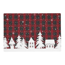 「クリスマス ビレッジ」ホリデー プレートマット ラミネート プレート
