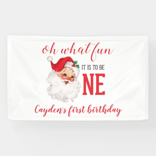 クリスマス ビンテージ サンタ 初誕生日 横断幕 (横)