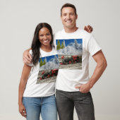 クリスマス ビンテージ トレイン メンズTシャツ Tシャツ (ユニセックス)