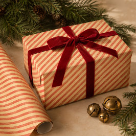 クリスマス ビンテージ レッド キャンディケーン ストライプ ラッピングペーパー
