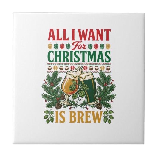 クリスマス ビールグラス 松 コーン タイル (正面)