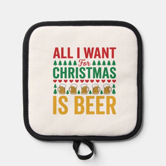 クリスマス ビール おもしろ ホリデー ドリンキング デザイン 鍋敷き (正面)