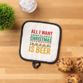 クリスマス ビール おもしろ ホリデー ドリンキング デザイン 鍋敷き (トップダウン)