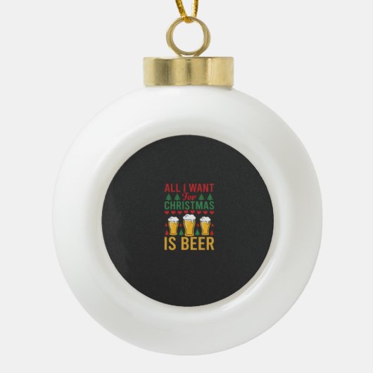クリスマス ビール 飲み会 セラミックボールオーナメント (正面)
