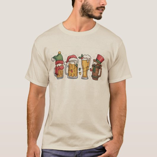 クリスマス ビール 飲み友 プレゼント パーティー Tシャツ (正面)