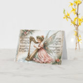 クリスマス・ピクシー遊・フェアリーのハープ カード (黄色い花)