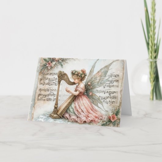 クリスマス・ピクシー遊・フェアリーのハープ カード (正面)