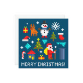 クリスマス ピクセル カートゥーン カード (正面/裏面インサイチュ)