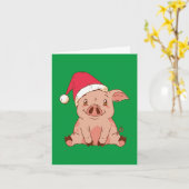 クリスマス・ピグ カード (黄色い花)