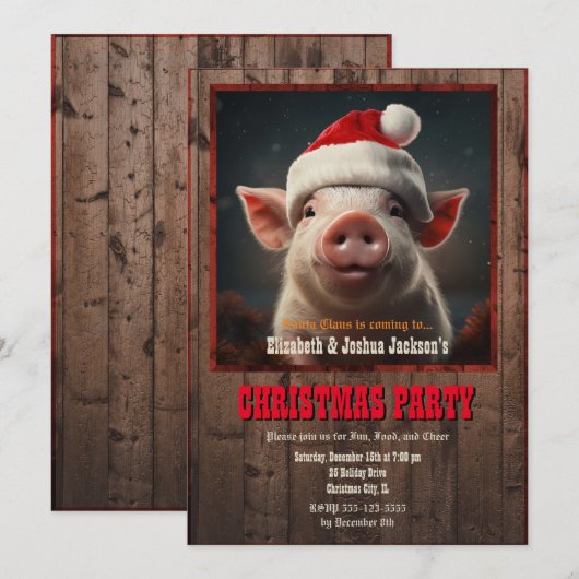 クリスマス・ピグ 招待状 (正面/裏面)
