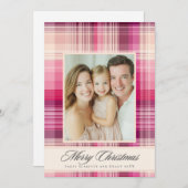 クリスマス ピンクのチェック柄 ホリデーデザイン (正面/裏面)