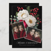 クリスマス ピンクの芍薬の花のホリデーシーズン2写真 (正面/裏面)