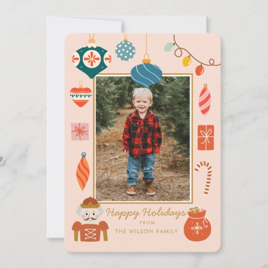 クリスマス ピンク オーナメント かわいい ファミリー フォト (正面)