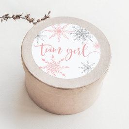 クリスマス ピンク シルバー 雪の結晶 チーム ガール ラウンドシール