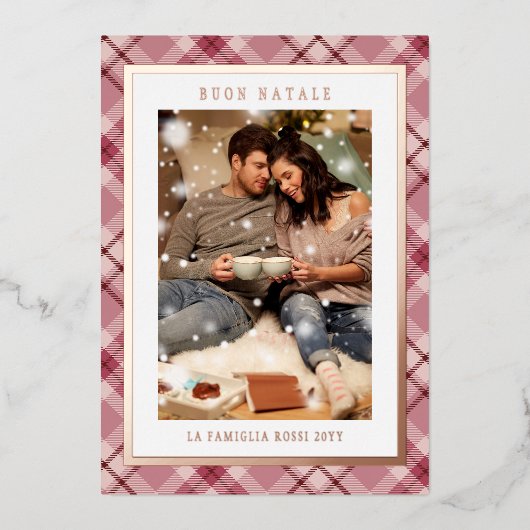クリスマス ピンク プライド タルタン フォト 箔シーズンカード (正面)