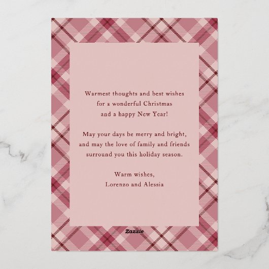 クリスマス ピンク プライド タルタン フォト 箔シーズンカード (裏面)