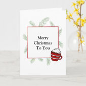 クリスマス ピン針とホットココア カード (黄色い花)