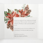 クリスマス ピース ポインセチア 松 3 フォト ウォーターカラー 三つ折りクリスマスカード (内部中)