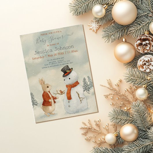 クリスマス ピーターうさぎ ヴィンテージ ベビーシャワー 招待状