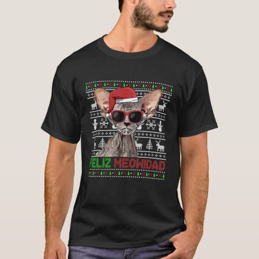 クリスマス・ピーターボルド・キャット・フェリズ・メウィダおもしろいード Tシャツ (正面)
