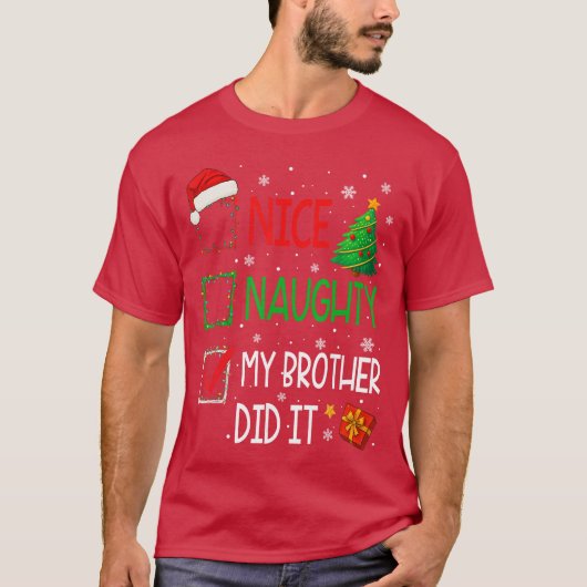 クリスマス ファミリー おもしろ いたずら 兄がやりました サンタ Tシャツ (正面)