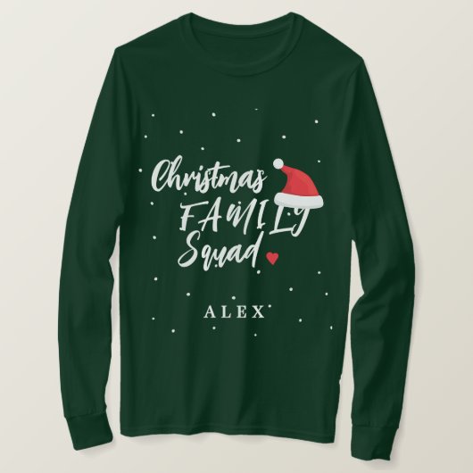 クリスマス ファミリー スクワッド サンタ帽子 名前入り Tシャツ (デザイン正面)