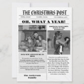 クリスマス ファミリー ニュースペーパー + 1年を振り返る写真 招待状 (正面)