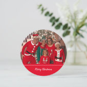 クリスマス・ファミリー・パーソナライズされたフォト・ラウンド シーズンカード (スタンド正面)