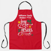クリスマス ファミリー JOY IN JESUS カスタム クリスチャン エプロン (正面)
