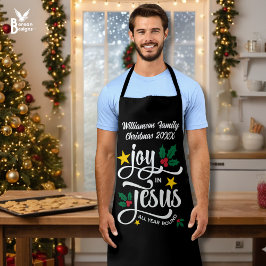 クリスマス ファミリー JOY IN JESUS カスタム クリスチャン エプロン