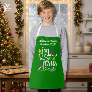 クリスマス ファミリー JOY IN JESUS カスタム クリスチャン エプロン