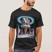 クリスマス ファンタジー ジンジャーブレッド ハウス Tシャツ (正面)