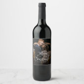 クリスマス ファンタジー スクリプト カスタム フォト ワインラベル (正面)