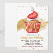 クリスマス ファースト バースデー 招待状 (正面/裏面)