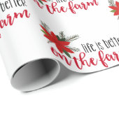 クリスマス ファーム ヴァース オン ホワイト ラッピングペーパー (ロールコーナー)