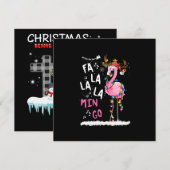 クリスマス - ファ・ラ・ラ ミンゴ フラミンゴ ウィズ クリスマス 招待状 (正面/裏面)