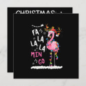 クリスマス - ファ・ラ・ラ ミンゴ フラミンゴ クリスマス 招待状 (正面/裏面)