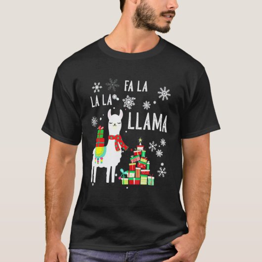 クリスマス ファ ラ ラ ラマ ださいクリスマスセーター Tシャツ (正面)