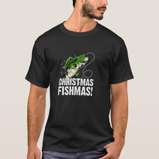 クリスマス フィッシュマス 面白い釣り Tシャツ (正面)