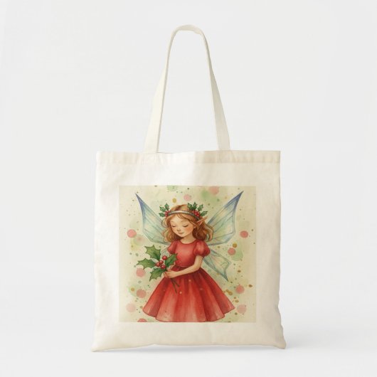 クリスマス フェアリーの水彩画 トートバッグ (正面)