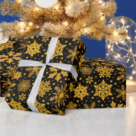 クリスマス フェイクゴールド グリッター スノーフレーク ラッピングペーパー
