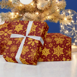 クリスマス フェイクゴールド グリッター スノーフレーク ラッピングペーパー