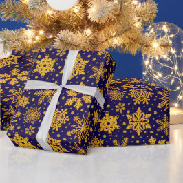 クリスマス フェイクゴールド グリッター スノーフレーク ラッピングペーパー