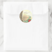 クリスマス，フェイク金ゴールド，水彩ポインセチア ラウンドシール (バッグ)