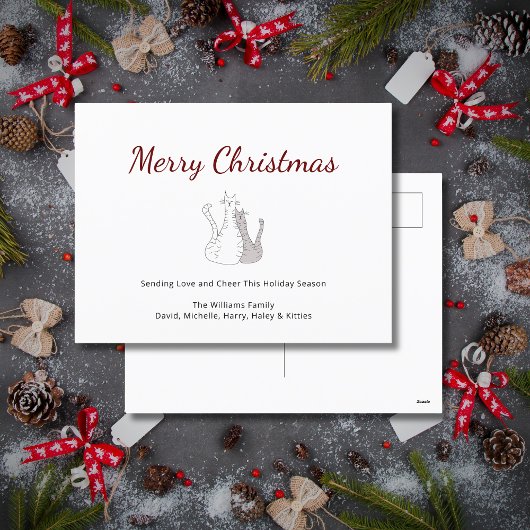 クリスマス フェスティブ かわいい猫 ホリデー ポストカード