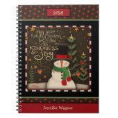 クリスマス フェスティブ かわいい 雪だるま 名前 ホリデー ノートブック (正面)